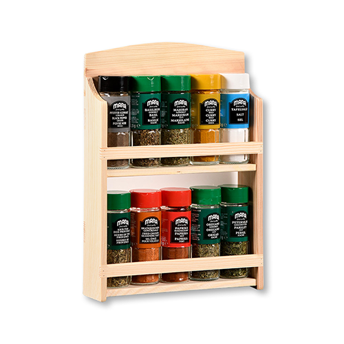 Prieskonių lentynėlė - natūrali, 10 indelių, FSC