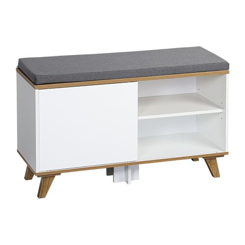 Batų spintelė su pagalvėle, balta