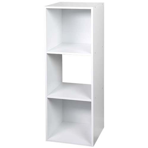 Svetainės lentyna, balta, 3 skyriai, FSC