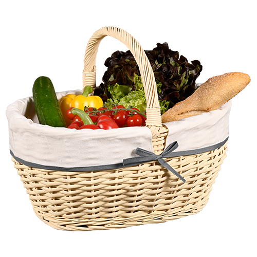 Pirkinių krepšelis su tekstiliniu pamušalu, baltas