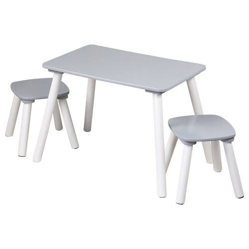 1 vaikiškas stalas su 2 kėdėmis, pilkos spalvos, FSC