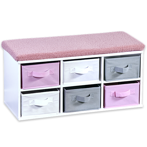 Vaikiškas suoliukas su sėdynės pagalvėle, baltos spalvos, FSC