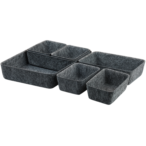 Kriauklės pagamintos iš sintetinio veltinio, juodos spalvos