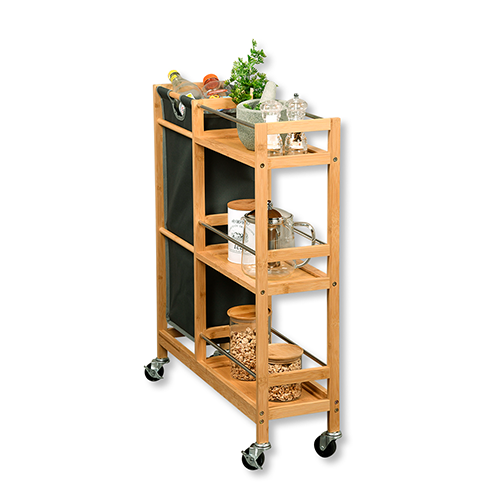 Nišinis vežimėlis su butelių rinktuvu, bambukas