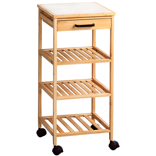 Virtuvės vežimėlis, plytelės, bambukas, FSC