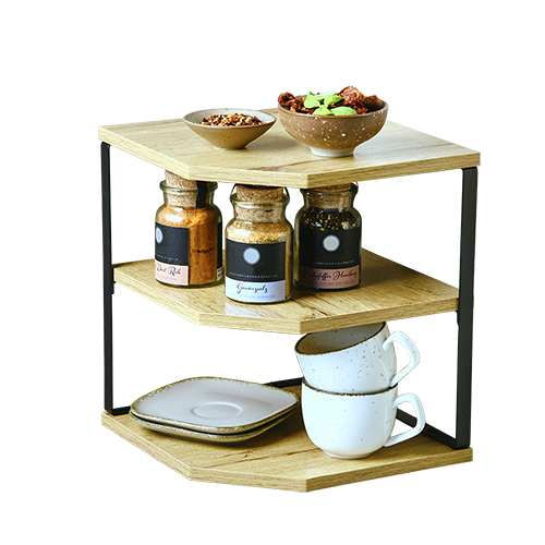 Virtuvės kampinė lentyna, medžio drožlių plokštė, FSC