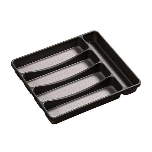 Plastikinis stalo įrankių padėklas, pilkos spalvos