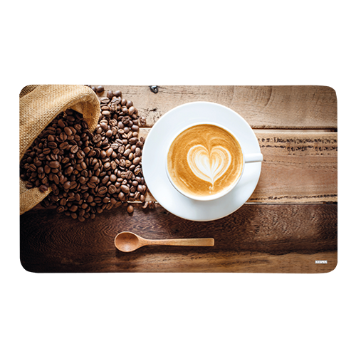 Dekoratyvinė pusryčių lenta, kavos puodelis