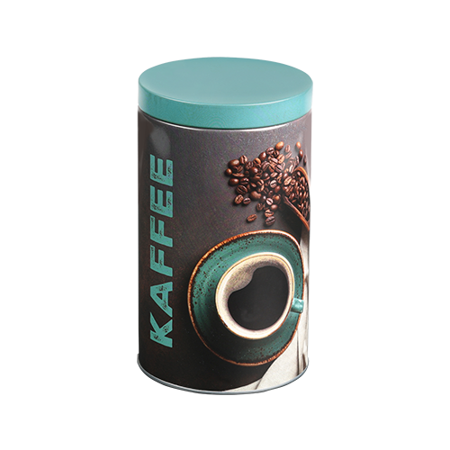 Apvali, mėlyna, kavos skardinė