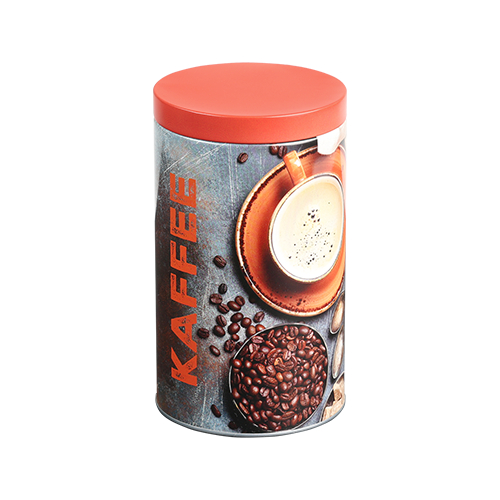 Apvali, oranžinė, kavos skardinė