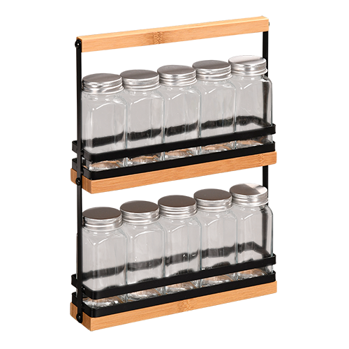 Bambukinis FSC prieskonių stovas, 10 indelių