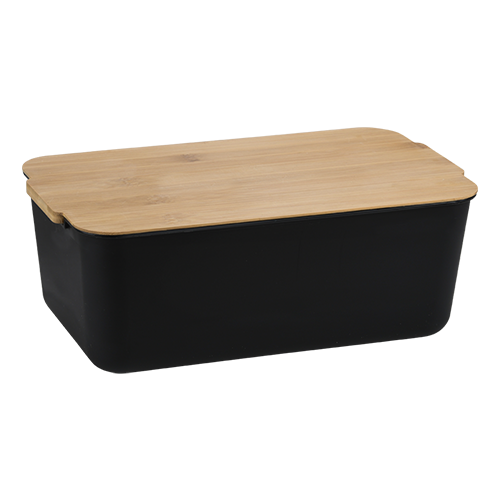Duonos dėžutė, plastikinė (PP), juoda, FSC
