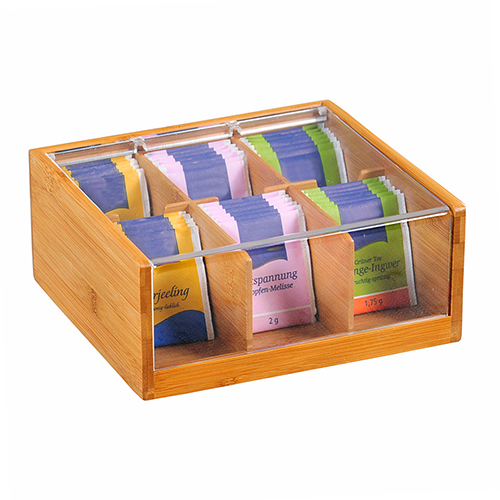 Dėžutė arbatai, su atvartu, bambukas, FSC