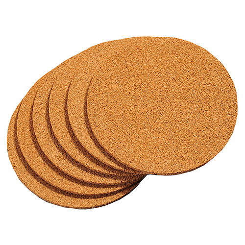 Padėkliukų rinkinys, 6 vnt., kamštienos, ø 10 cm