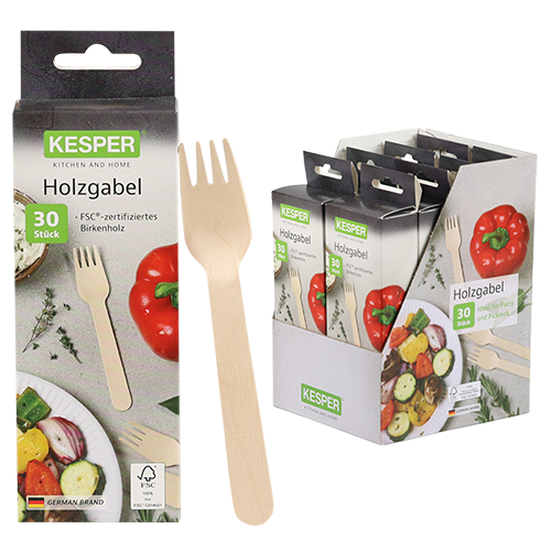 Vienkartinė šakutė, 30 vnt., beržo, FSC