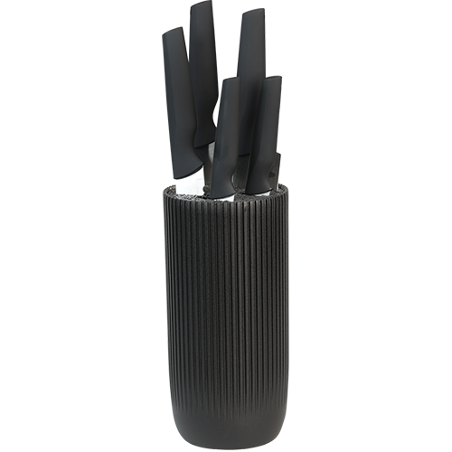 Peilių blokas, 6 dalių, juodas, PP