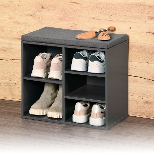 Schuhschrank mit Sitzkissen, grau, klein