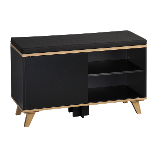 Schuhschrank mit Sitzkissen, schwarz