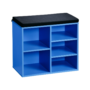 Shoe cabinet with seat cushion, blue, small