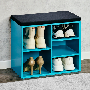 Schuhschrank mit Sitzkissen, türkis, kl.