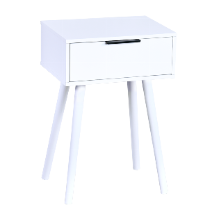 Bedside table with drawer, white