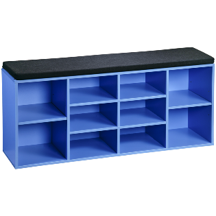 Schuhschrank/Sitzbank, blau, mit Sitzkissen