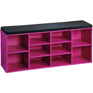 Shoe cabinet/bench, pink, with seat cushion