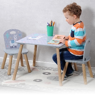 Children's settee with 2 chairs, motif: Alpaca