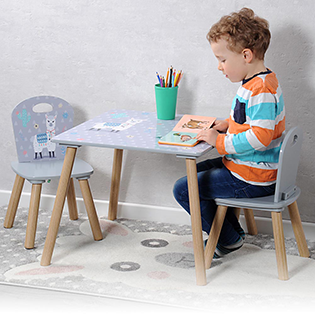 Kinder-Sitzgarnitur mit 2 Stühlen, Motiv: Alpaka