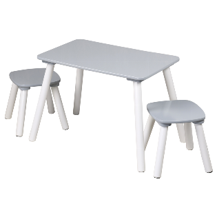 1 Kindertisch mit 2 Stühlen; grau