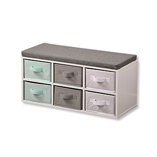 Kinder-Sitzbank mit Aufbewahrungsboxen, weiß