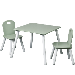 1 children's table with 2 chairs, grey