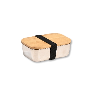 Lunchbox, Metall mit Bambusdeckel