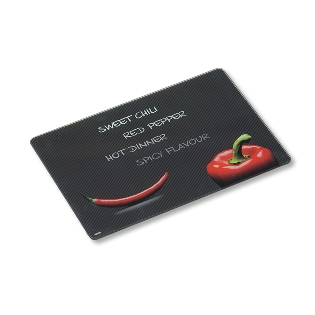Glass cutting board, "Chilli"