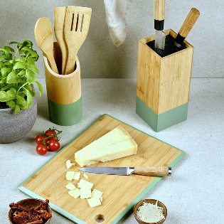 Messerblock, grün, K-Stoffborsten,FSC