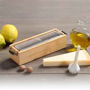 Parmesan grater with container, bamboo