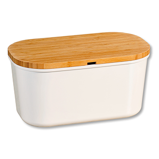 bread box with bamboo top, white