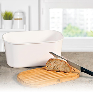 bread box with bamboo top, white