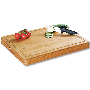 Professional carving board with recessed grips, bamboo