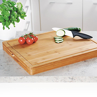 Professional carving board with recessed grips, bamboo