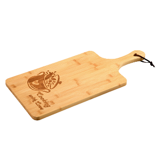Cutting board made of FSC®-certified bamboo with handle