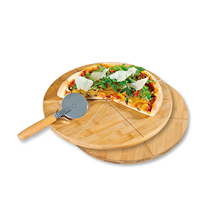 Pizza plate, set of 2, with cutter