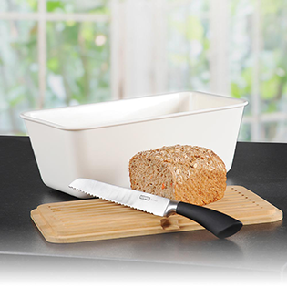 Brotbox mit Bambusdeckel, weiß