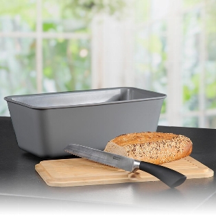 Brotbox mit Bambusdeckel, grau