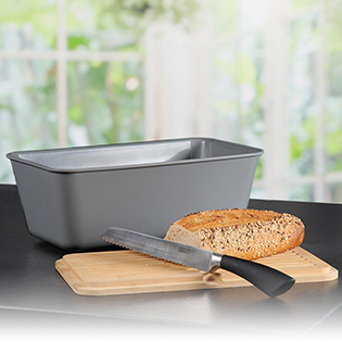 Brotbox mit Bambusdeckel, grau
