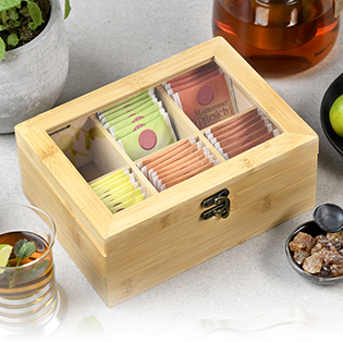 Tea box with window, FSC bamboo