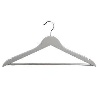 Shaped coat hanger, pack of 12, FSC, grey