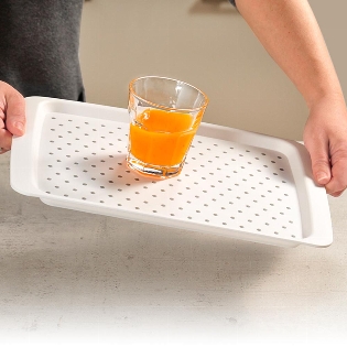 Serving tray, "non-slip stop"
