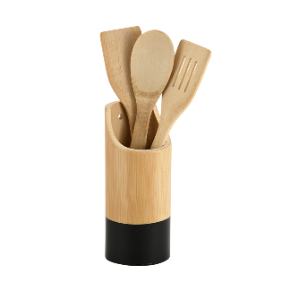 Kitchen utensil set, 4-piece round, black