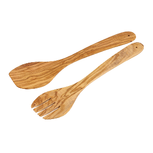 Salad servers, olive wood